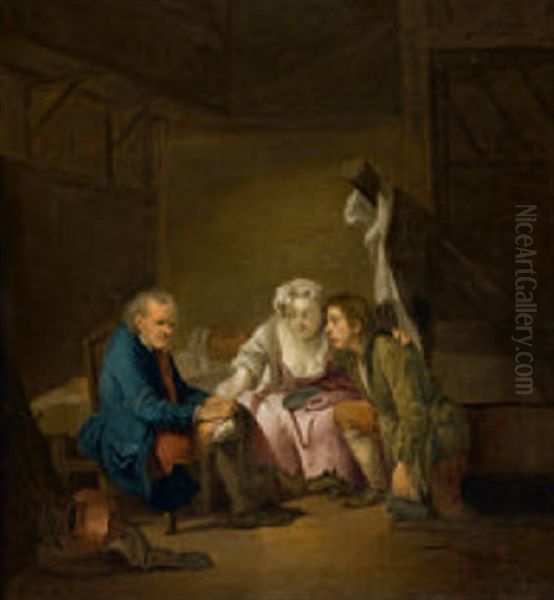 Arztbesuch (contemporary Copy) Oil Painting by Jean Baptiste Greuze