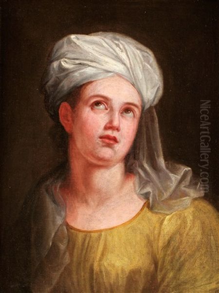 Kvinna I Orientalisk Huvudbonad Oil Painting by Jean Baptiste Greuze