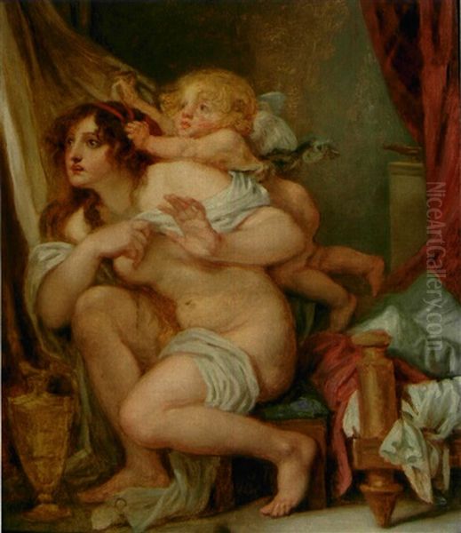 L'innocence Aux Prises Avec L'amour Oil Painting by Jean Baptiste Greuze