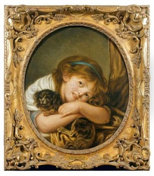 L'enfant Au Chien Oil Painting by Jean Baptiste Greuze