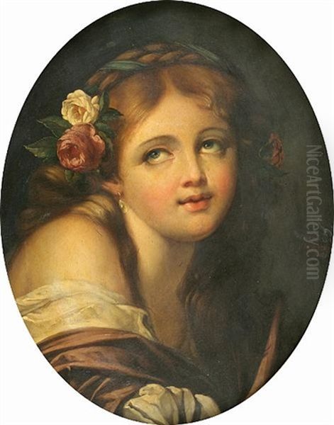 Young Beauties (2 Works) Oil Painting by Jean Baptiste Greuze