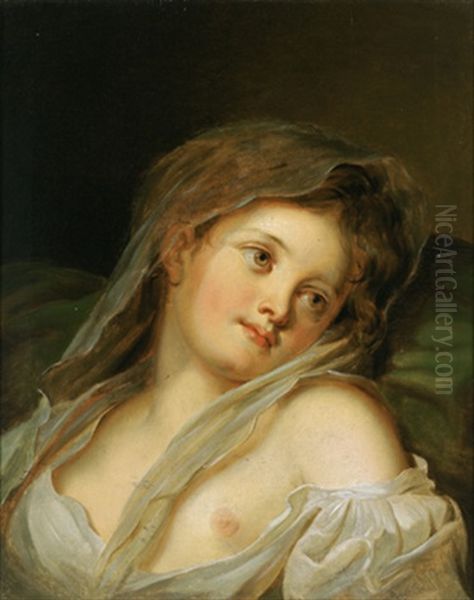 Bildnis Eines Ruhenden Madchens Mit Einem Schleier Oil Painting by Jean Baptiste Greuze