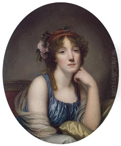 Portrait Of A Young Woman (the Artist's Daughter?) Oil Painting by Jean Baptiste Greuze