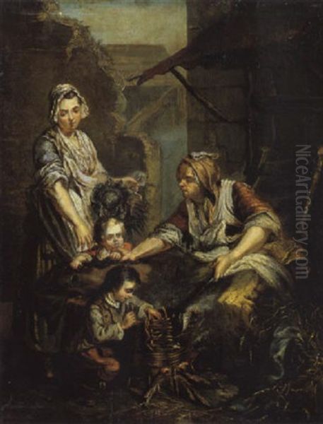 Die Kastanienrosterin Oil Painting by Jean Baptiste Greuze