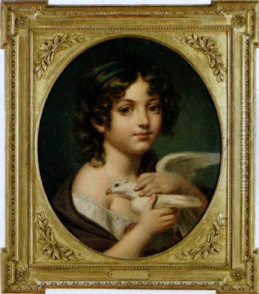 Enfant A L Acolombe Oil Painting by Jean Baptiste Greuze