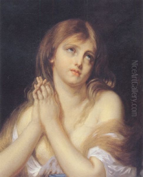 Mary Magdalene In Prayer Oil Painting by Jean Baptiste Greuze