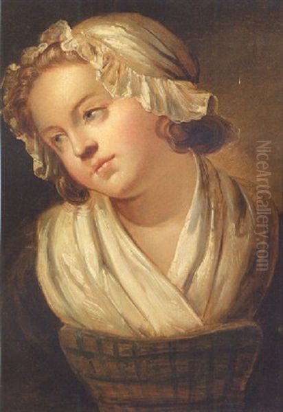 Study Of A Young Maid Oil Painting by Jean Baptiste Greuze