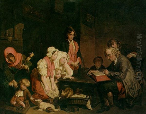 The Rent Collector Oil Painting by Jean Baptiste Greuze