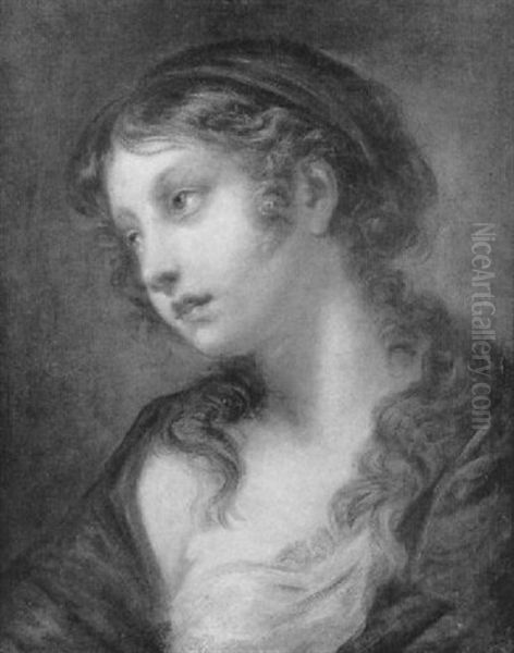 Portrait De Jeune Fille De Profil Oil Painting by Jean Baptiste Greuze