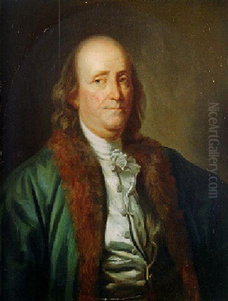 Portrait Of Benjamin Franklin Oil Painting by Jean Baptiste Greuze