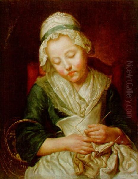 La Petite Dormeuse Oil Painting by Jean Baptiste Greuze