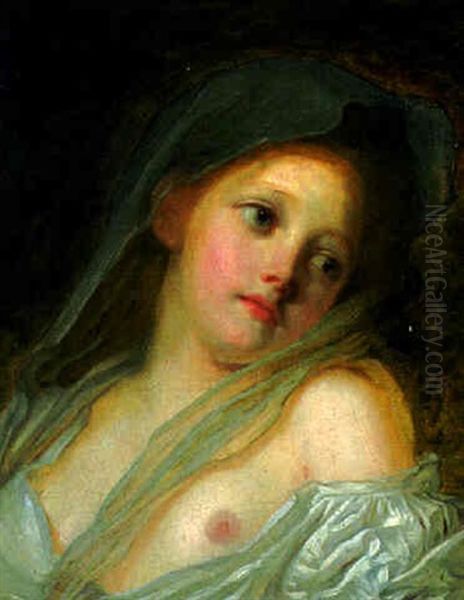 A Young Woman, Bust-length Oil Painting by Jean Baptiste Greuze