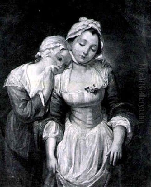 Deux Jeunes Filles Eplorees Oil Painting by Jean Baptiste Greuze