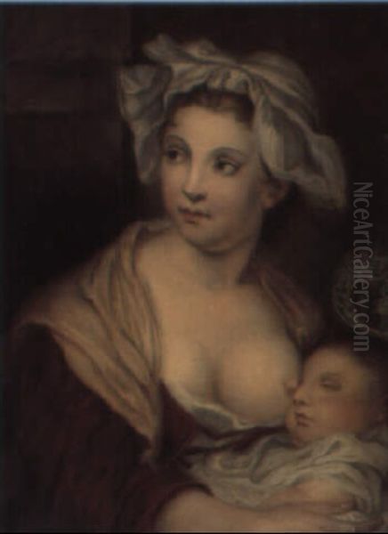 Mutter Mit Schlafendem Kind Oil Painting by Jean Baptiste Greuze