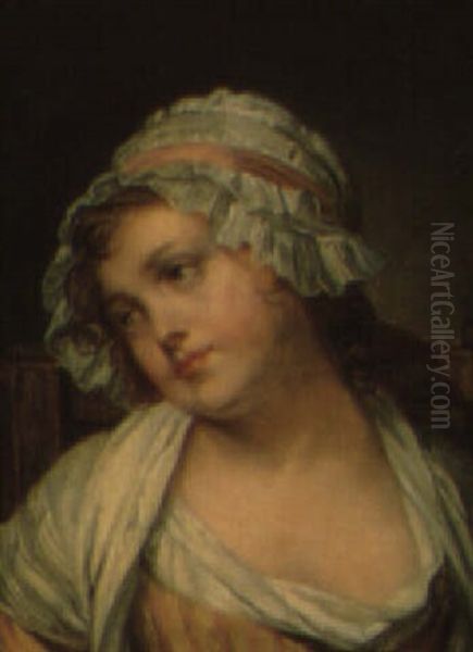 Kvindeportr+t Oil Painting by Jean Baptiste Greuze