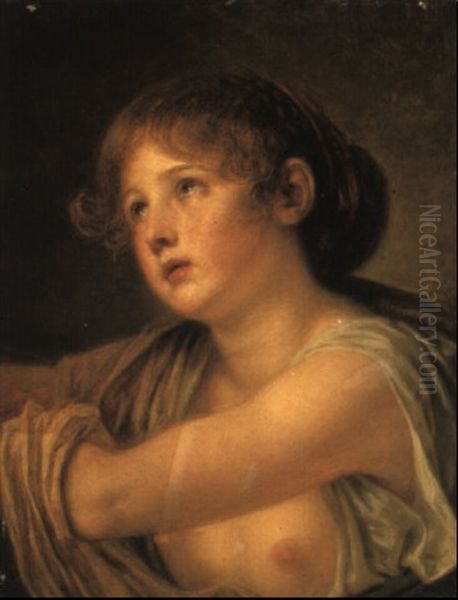 Portrait Of A Young Girl, En Deshabille Oil Painting by Jean Baptiste Greuze