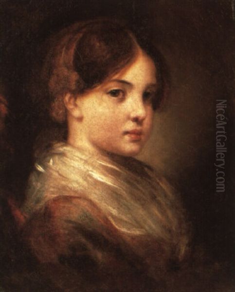 Portrait Of A Girl Wearing A Pink Dress Oil Painting by Jean Baptiste Greuze