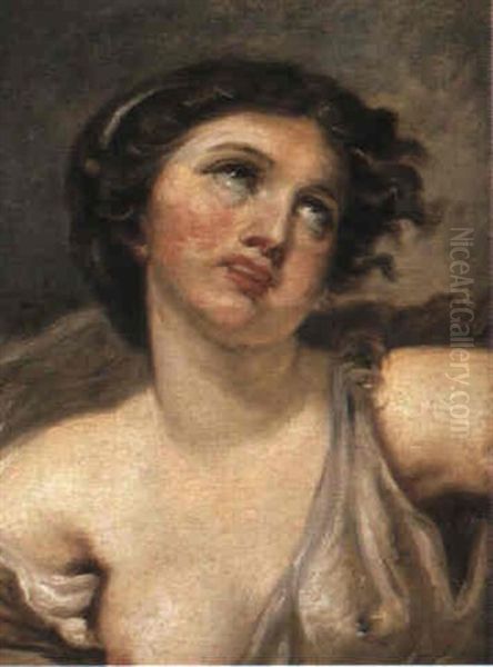 Flickhuvud Oil Painting by Jean Baptiste Greuze