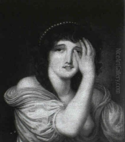 A Young Girl Shielding Her Face Oil Painting by Jean Baptiste Greuze