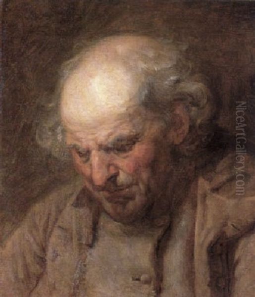 A Study Of The Head Of An Old Man Oil Painting by Jean Baptiste Greuze