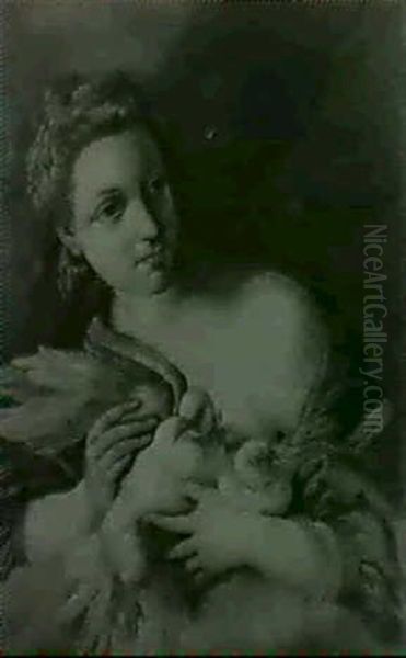 Woman With Doves Oil Painting by Jean Baptiste Greuze