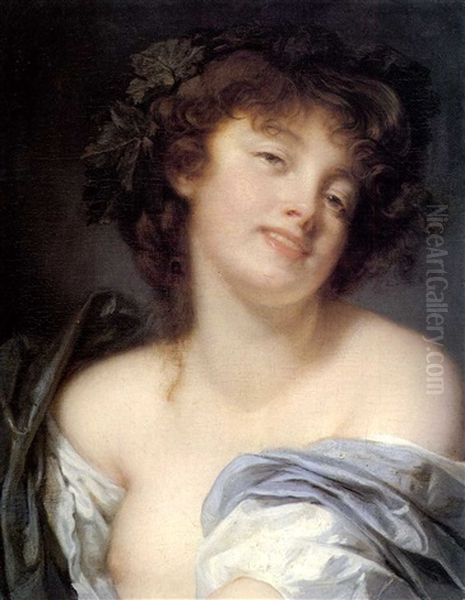 A Bacchante Correction: Antita Brookner                     States From Transparency, She Believes This To Be By Greuze Oil Painting by Jean Baptiste Greuze