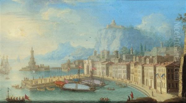 Capriccio Di Napoli Visto Dalla Marinella Oil Painting by Jan van Grevenbroeck the Younger