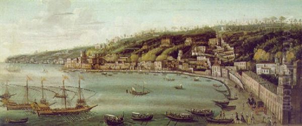 Napoli, Posillipo Da Ghiaja, Blick Auf Den Posillipo Bei Neapel Von Der Ghiaja Aus Oil Painting by Jan van Grevenbroeck the Younger