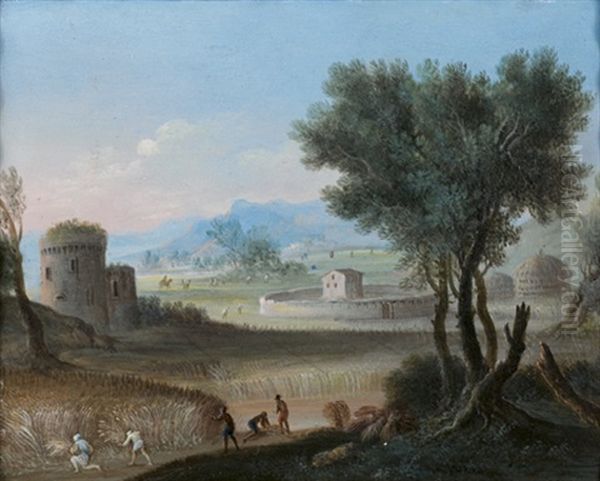 Les Moissons Oil Painting by Charles-Leopold Grevenbroeck