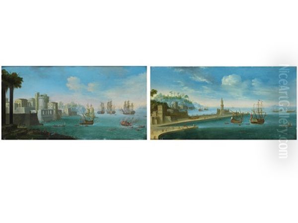 Veduten Des Hafens Von Napoli Oil Painting by Orazio Grevenbroeck