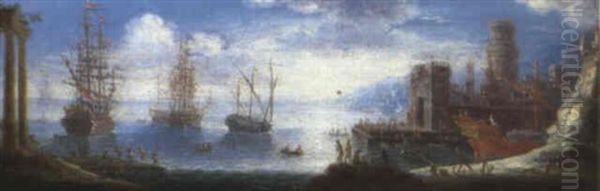 Scene De Port Mediterraneen Oil Painting by Orazio Grevenbroeck