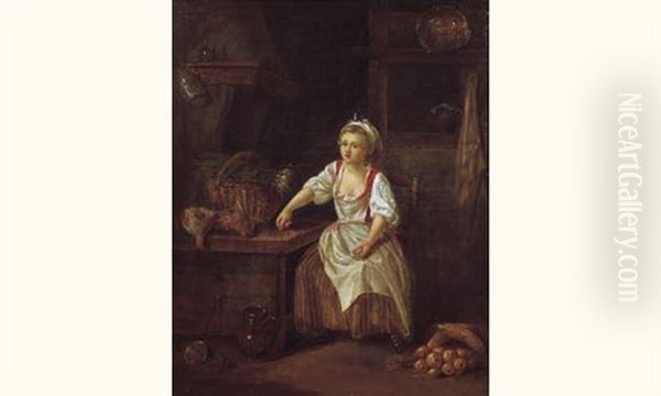 Jeune Cuisiniere Achetant Des Volailles Oil Painting by Charles Francis Lord Greville