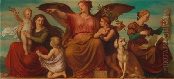 Allegory Oil Painting by Christian Ludwig Griepenkerl