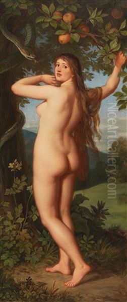 Eve In Paradise Oil Painting by Christian Ludwig Griepenkerl