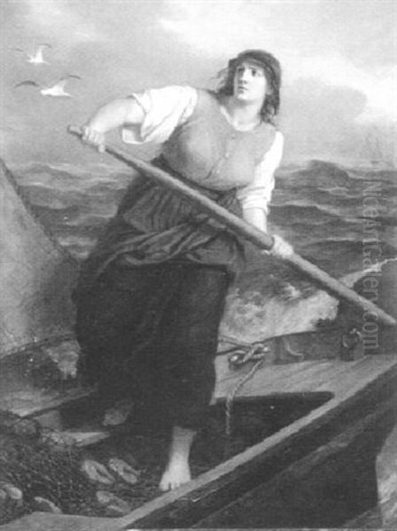 Die Fischerin Oil Painting by Christian Ludwig Griepenkerl