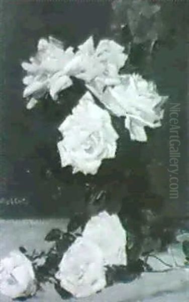 Still Life Of Roses In A Vase Oil Painting by Walter Graham Grieve