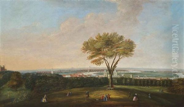 A Panoramic View Of Greenwich Oil Painting by Jan Griffier the Elder