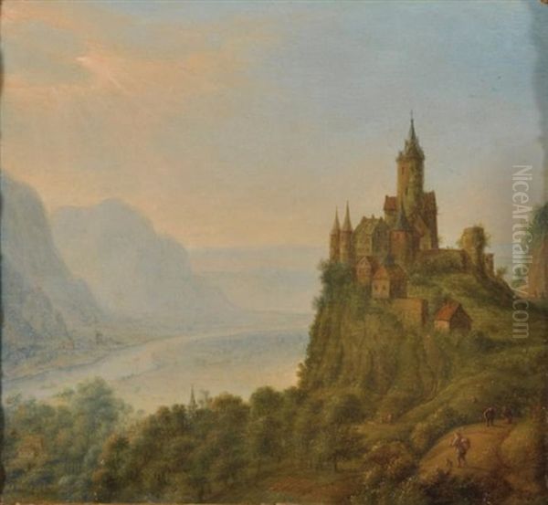 Chateau Surplombant La Vallee Du Rhin Oil Painting by Jan Griffier the Elder