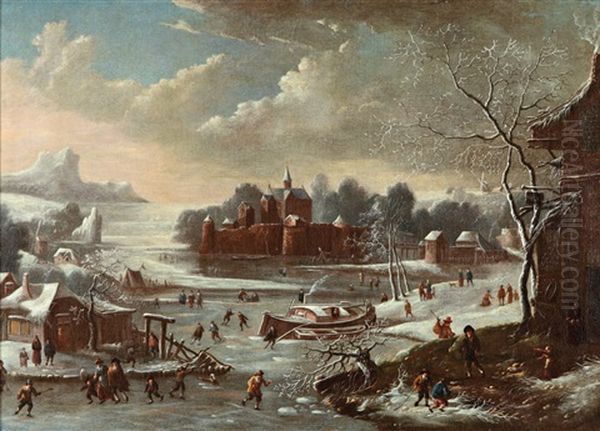 Paysage D'hiver Oil Painting by Jan Griffier the Elder