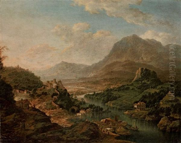 Flusslandschaft (mosellandschaft) by Jan Griffier the Elder