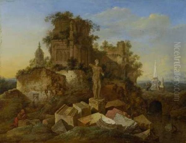 Antike Ruinenlandschaft Mit Figurenstaffage Oil Painting by Jan Griffier the Elder