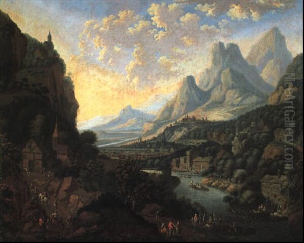 Flu Landschaft Mit Figurenstaffage Oil Painting by Jan Griffier the Elder