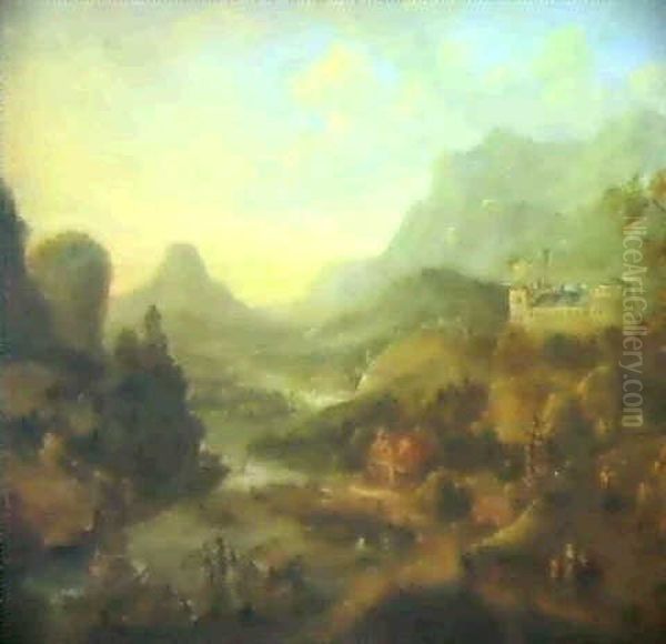 Rhenish Landscape Oil Painting by Jan Griffier the Elder