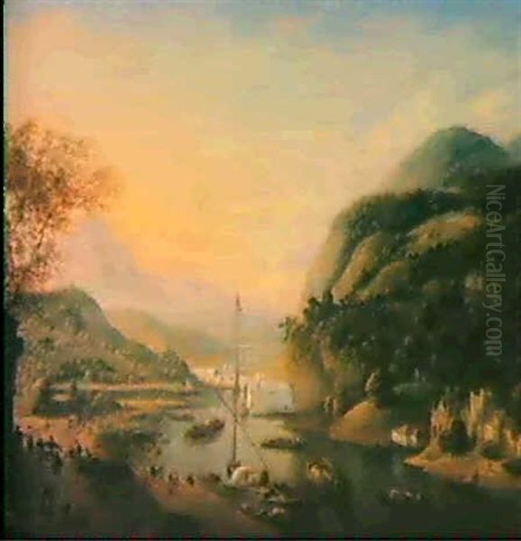 Phantastische Rheinlandschaft Oil Painting by Jan Griffier the Elder