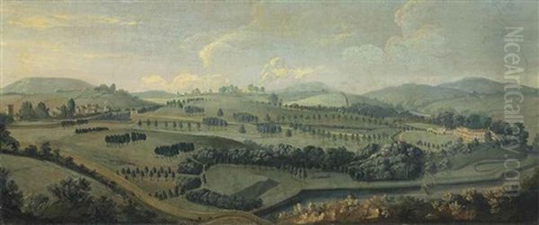 An View Of Gisburne Park, Yorkshire, And The Park Oil Painting by Robert Griffier