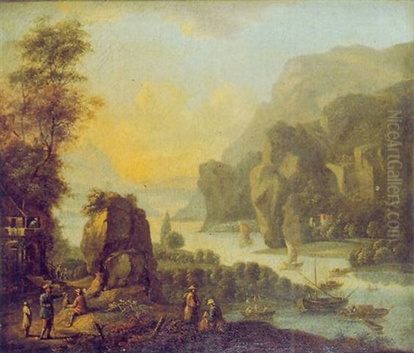 Vue Du Bord Du Rhin Oil Painting by Robert Griffier