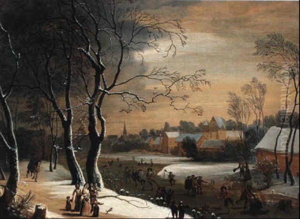 Paysage Avec Patineurs Oil Painting by Robert Griffier