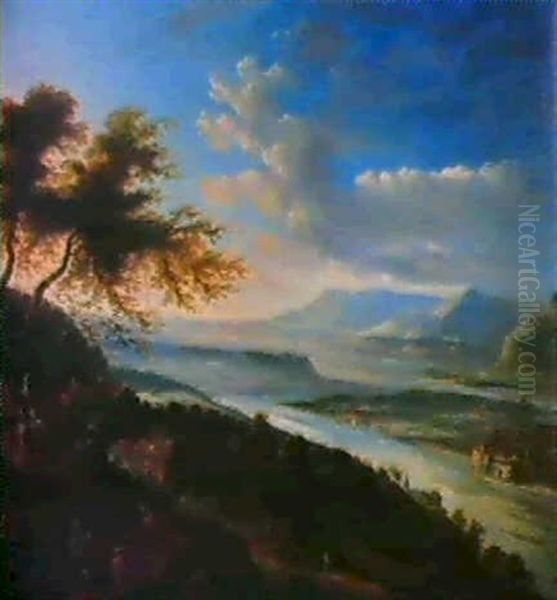 Rheinlandschaft. Oil Painting by Robert Griffier