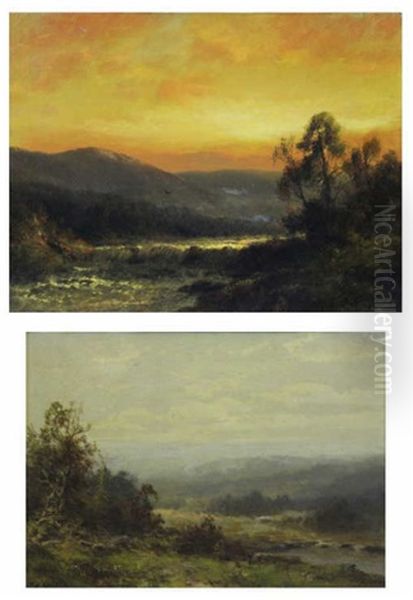 Sunset Over The River Oil Painting by Thomas Bailey Griffin