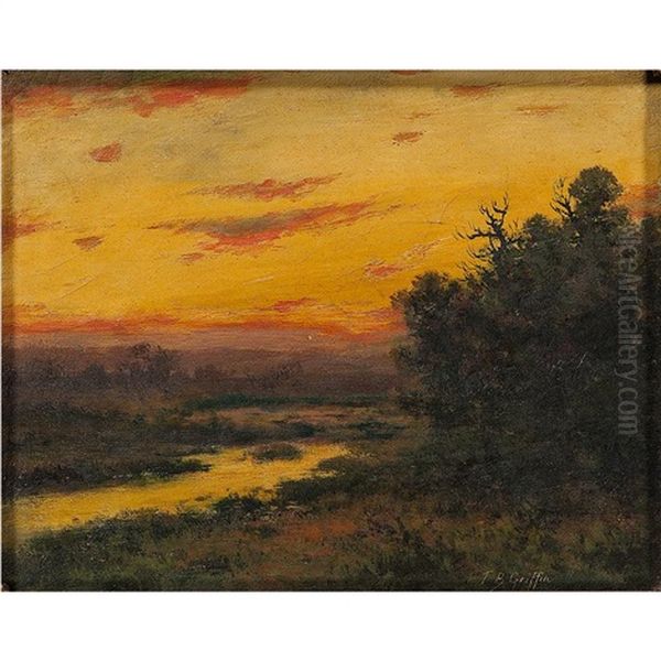 Landscape At Dusk Oil Painting by Thomas Bailey Griffin